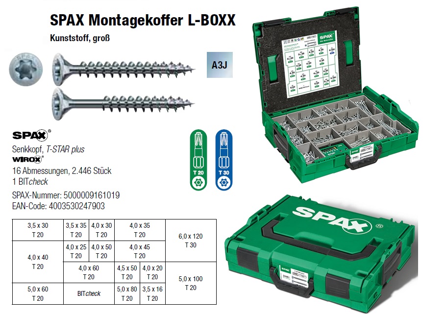 Spax- Montagekoffer L-BOXX WIROX, Schrauben  Günstige  Sicherheitsschrauben, Zubehör & mehr