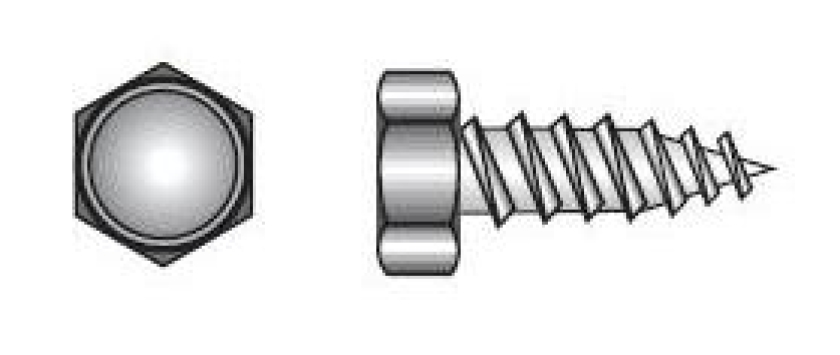 Blechschrauben mit PA Scheibe (Ø x L) 4,8 x 9,5 mm Edelstahl A2 Sechskant  Längsschlitz DIN7976 ISO1479 Werksnorm – Sechskantschrauben