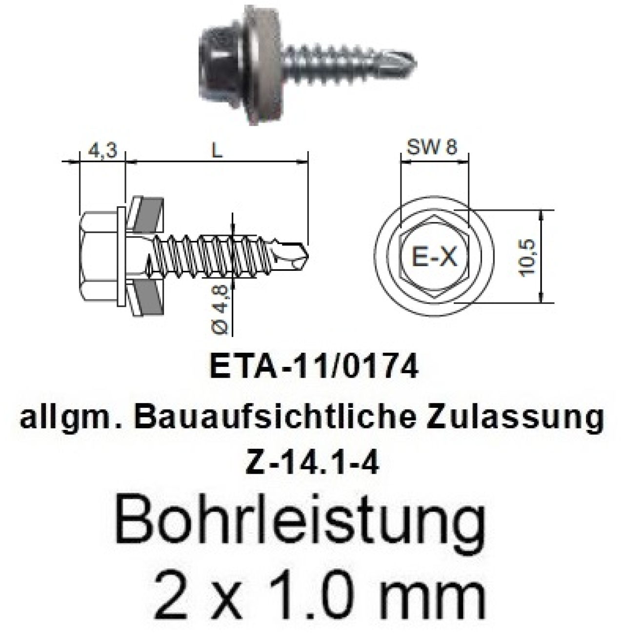 SW8-Schrauben 4,8 x 20 mm